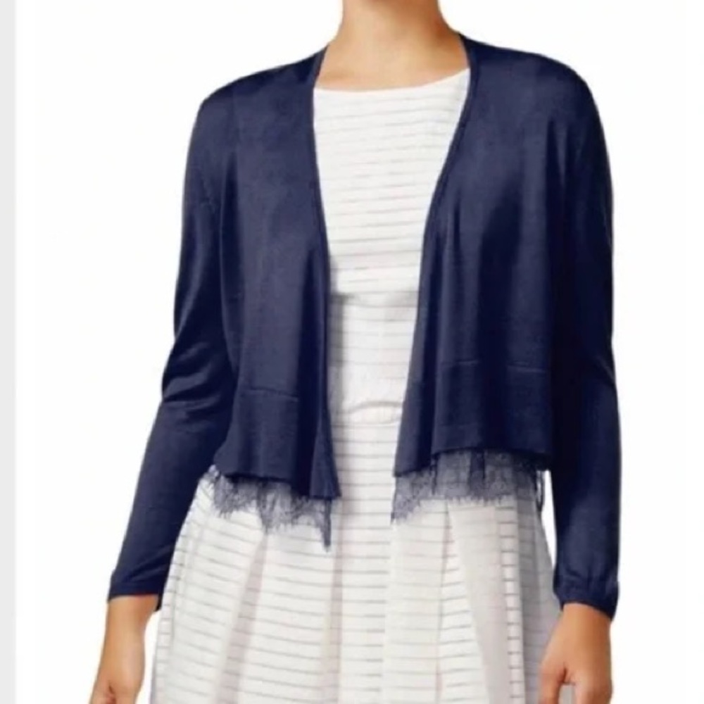 Tommy Hilfiger Navy Blue Lace-Trim Cardigan